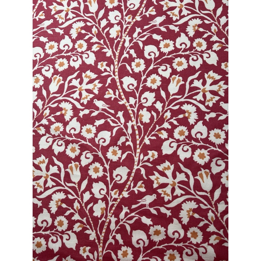 P. KAUFMANN UPHOLSTERY FABRIC  Pink Orange & Cream Birds Vines 2 YARDS PLUS 34"